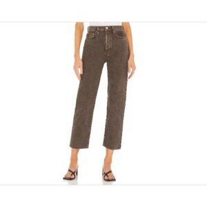 RE/DONE Womens Denim Ultra High Rise Stove Pipe Washed Raw Hem Chocolate Size 29